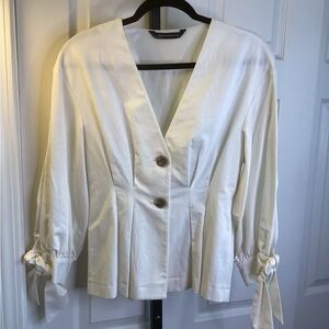 Zara Cream Jacket with Tie Details on Sleeves, size Small